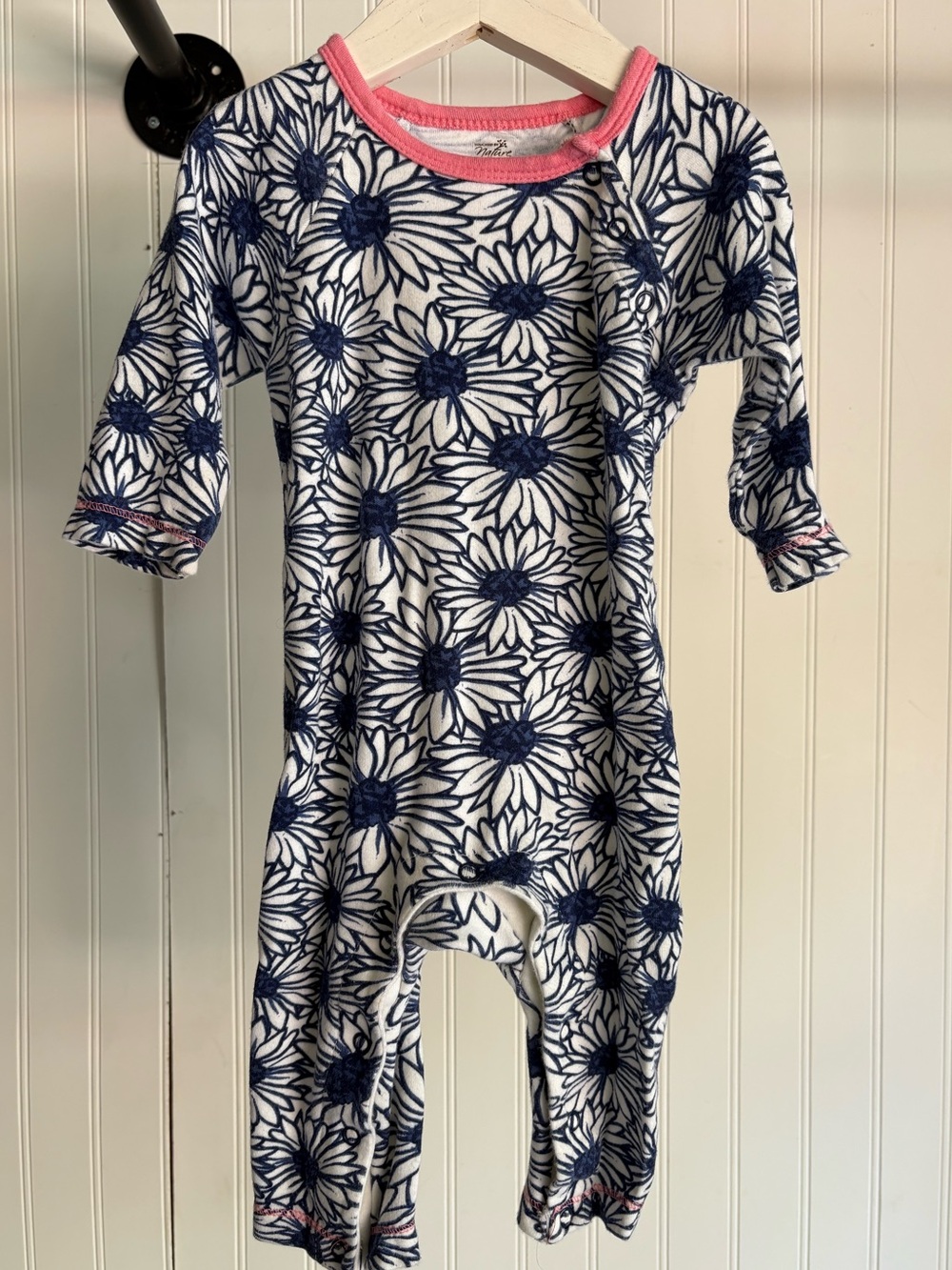ORGANIC COTTON TOUCHED BY NATURE 3-6 MONTHS ✨ infant romper blue & pink VGUC
